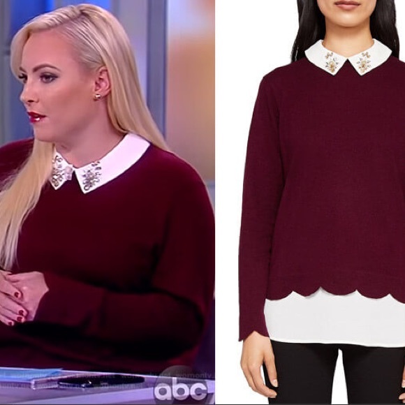 TED BAKER - SUZAINE EMBELLISHED LAYERED-LOOK SWEATER IN MAROON - Picture 3 of 4